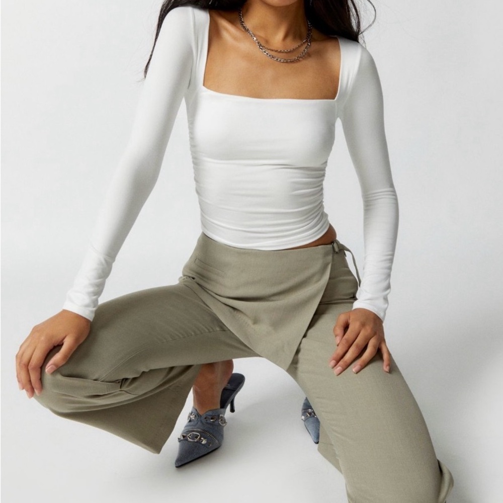 Silence + Noise Cream Long Sleeve Top